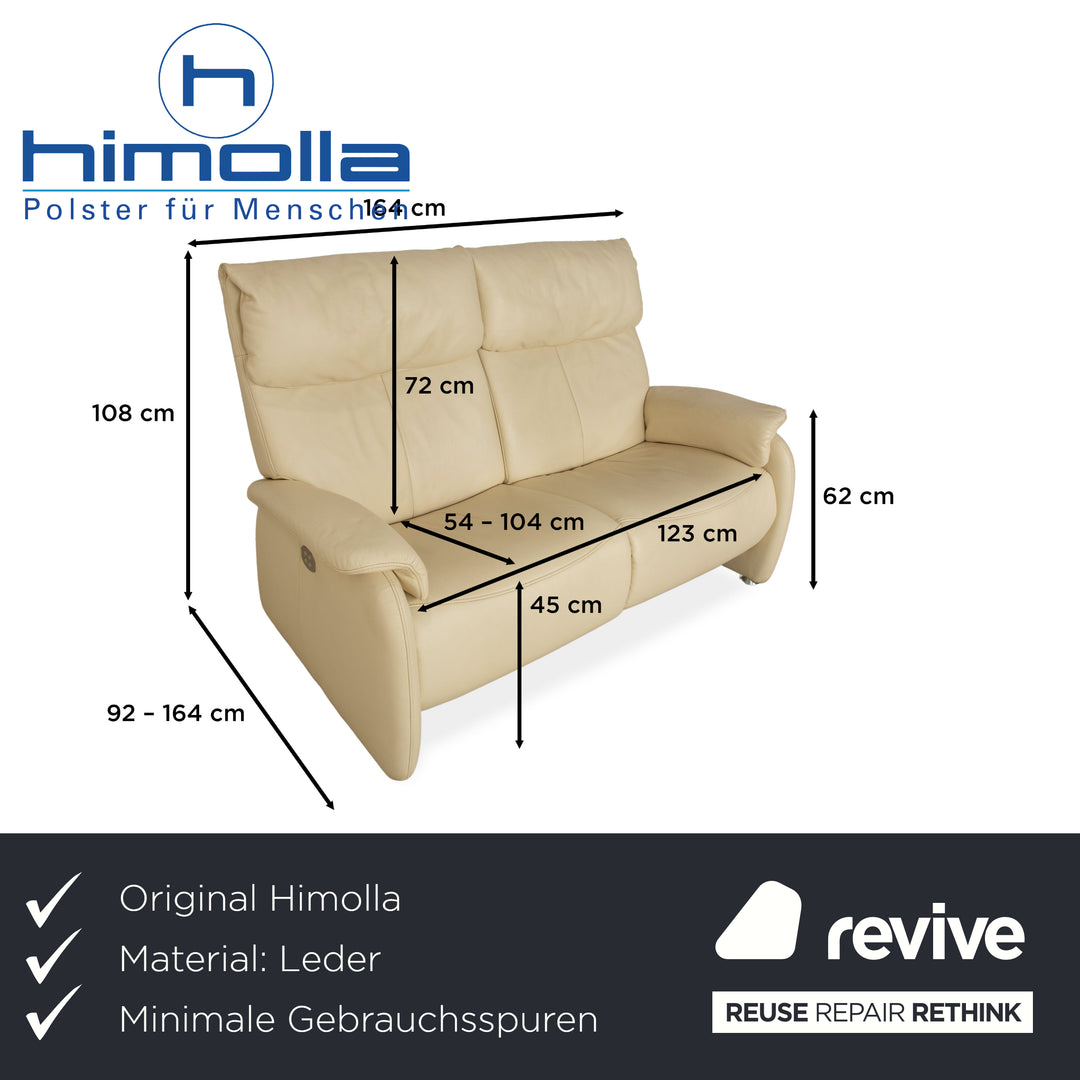 Himolla 4879 Leather Two-Seater Cream Electric Function Sofa Couch Relax Function