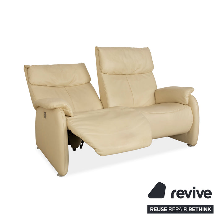 Canapé deux places en cuir crème Himolla 4879 avec fonction électrique et fonction relax