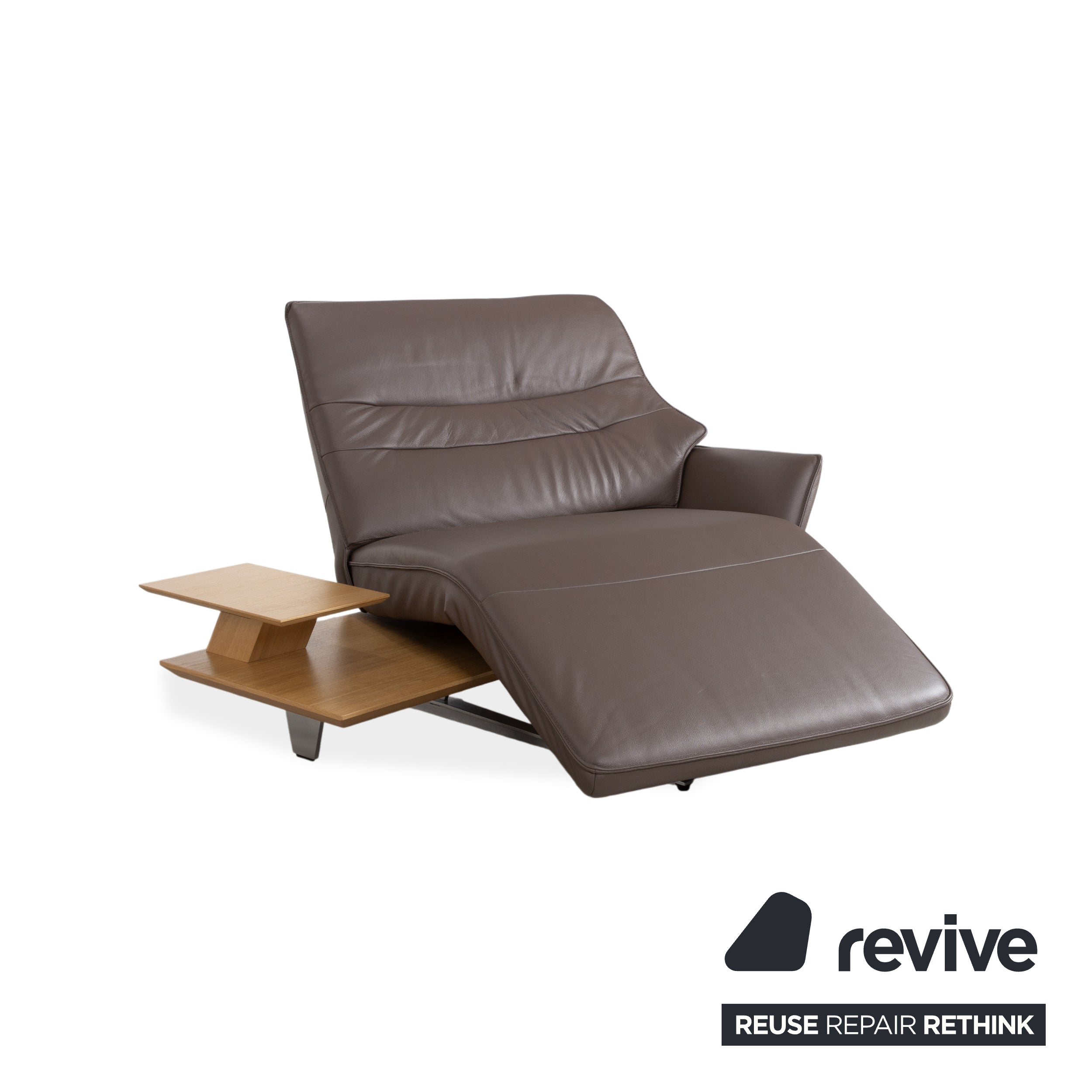 Himolla 4905 Leather Wood Metal Recliner Table Brown Electric Function