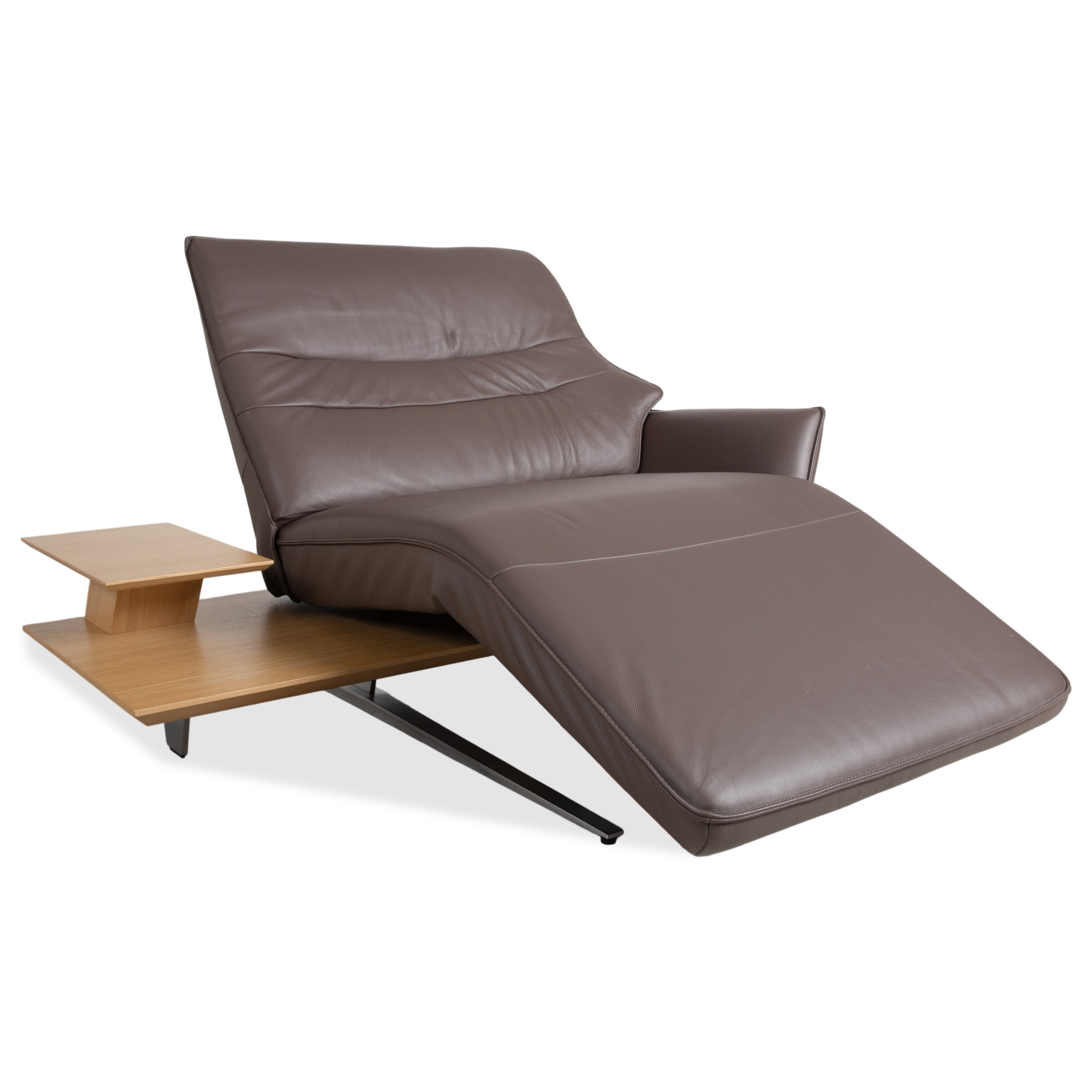Himolla 4905 Leather Wood Metal Recliner Table Brown Electric Function