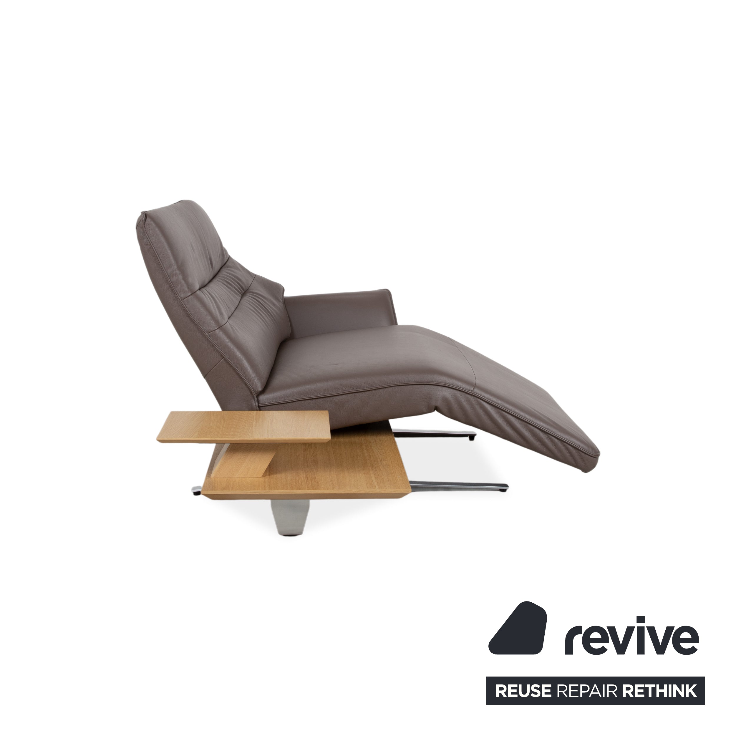 Himolla 4905 Leather Wood Metal Recliner Table Brown Electric Function