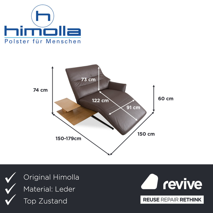 Himolla 4905 Leder Holz Metall Liege Tisch Braun elektrische Funktion
