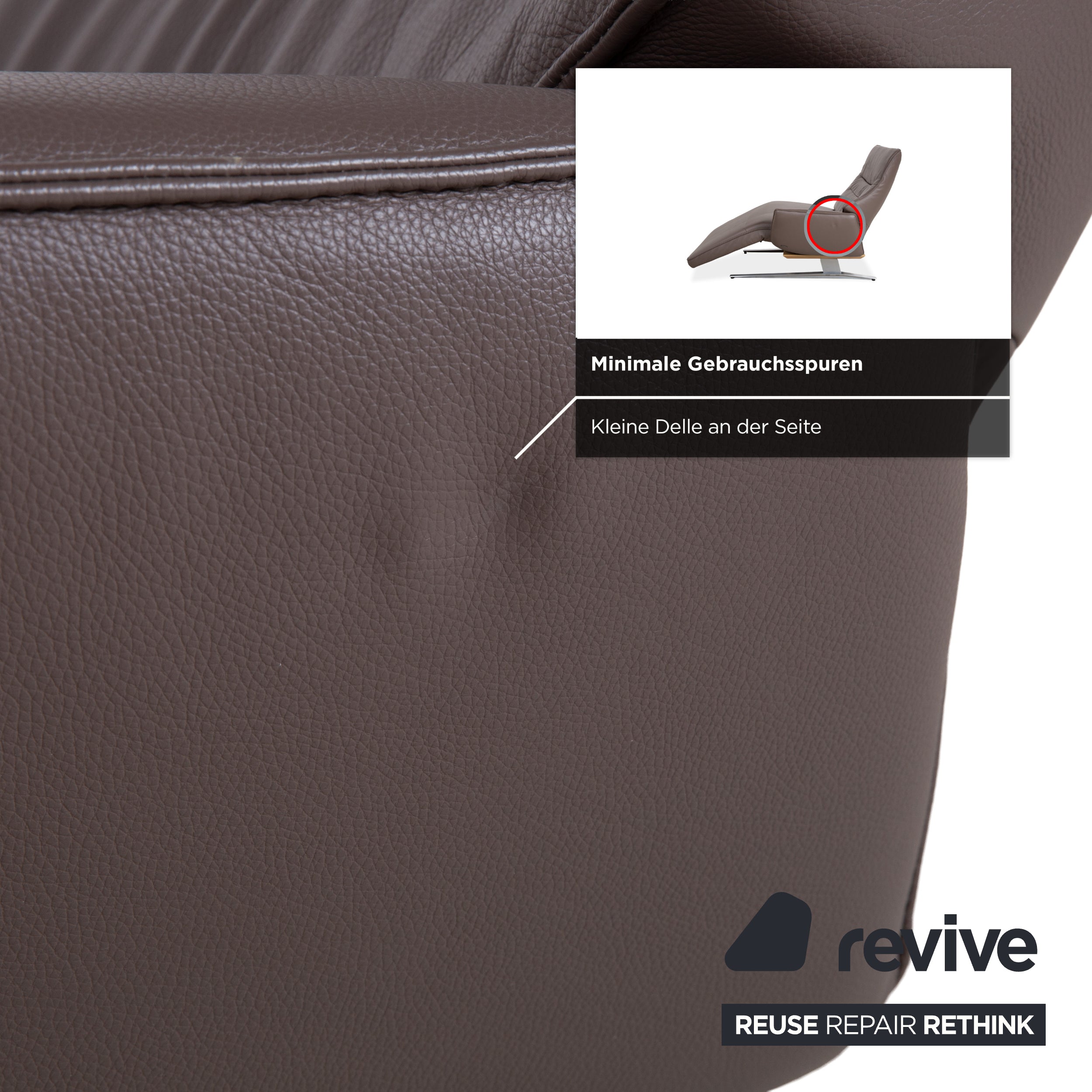 Himolla 4905 Leather Wood Metal Recliner Table Brown Electric Function