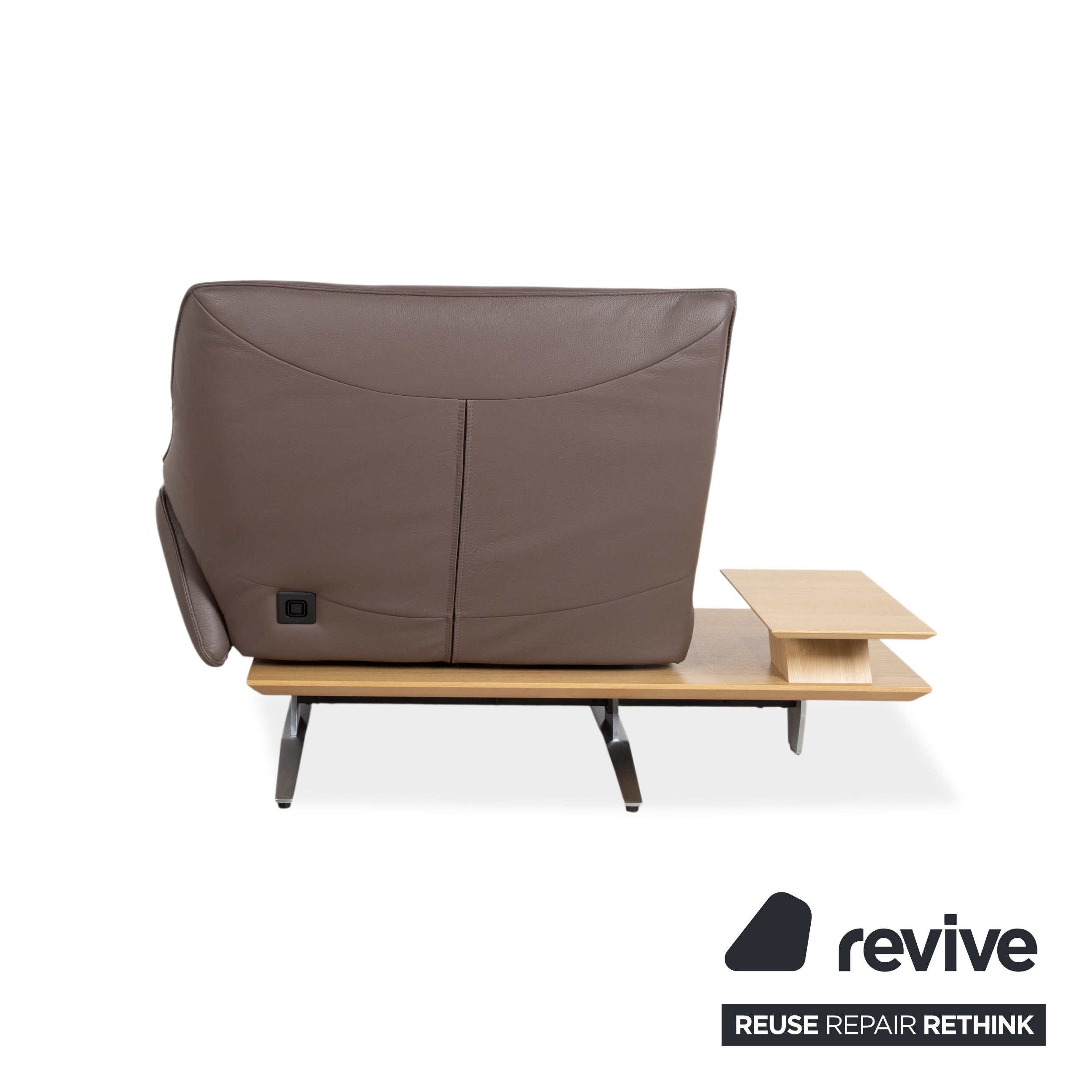 Himolla 4905 Leather Wood Metal Recliner Table Brown Electric Function