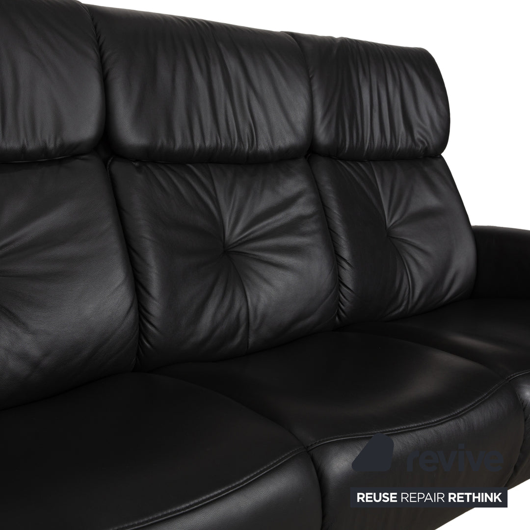Canapé trois places en cuir Himolla 4978, couleur anthracite/gris foncé.