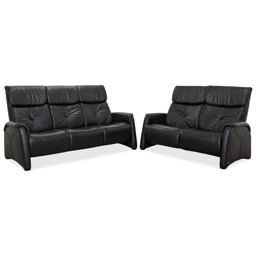Himolla 4978 Leder Garnitur Dreisitzer & Zweisitzer Anthrazit Dunkelgrau manuelle Funktion Sofa Couch