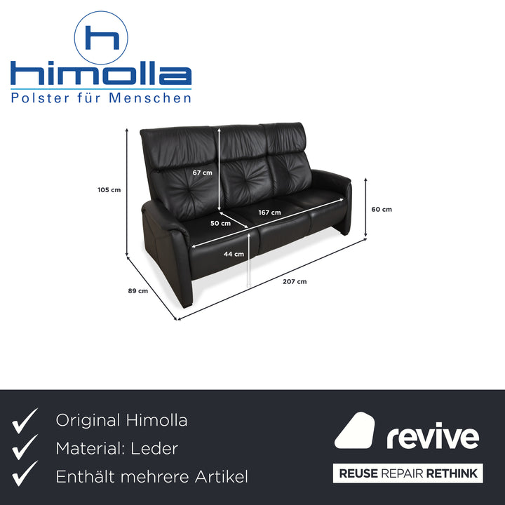 Himolla 4978 Leather Suite Three-Seater &amp; Two-Seater Anthracite Dark Grey Manual Function Sofa Couch