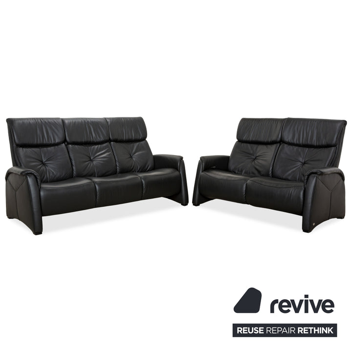 Himolla 4978 Leder Garnitur Dreisitzer & Zweisitzer Anthrazit Dunkelgrau manuelle Funktion Sofa Couch
