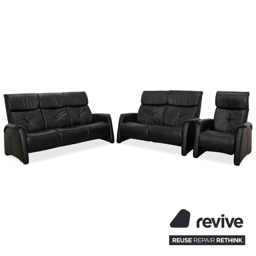 Himolla 4978 Leder Garnitur Dreisitzer & Zweisitzer & Sessel Anthrazit Dunkelgrau manuelle Funktion Sofa Couch