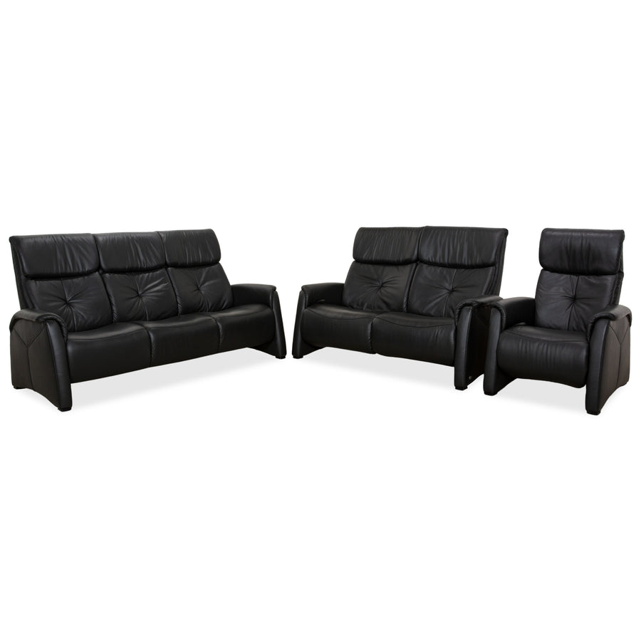 Himolla 4978 Leather Suite Three-Seater &amp; Two-Seater &amp; Armchair Anthracite Dark Grey Manual Function Sofa Couch