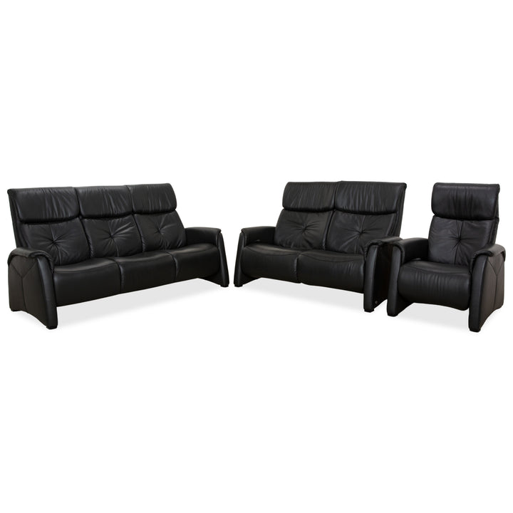 Himolla 4978 Leder Garnitur Dreisitzer & Zweisitzer & Sessel Anthrazit Dunkelgrau manuelle Funktion Sofa Couch