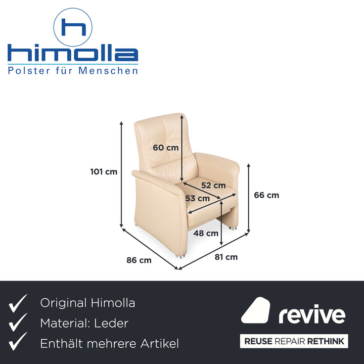 Himolla 6001 Garnitur Leder Dreisitzer Sessel Beige Creme Sofa Couch manuelle Funktion