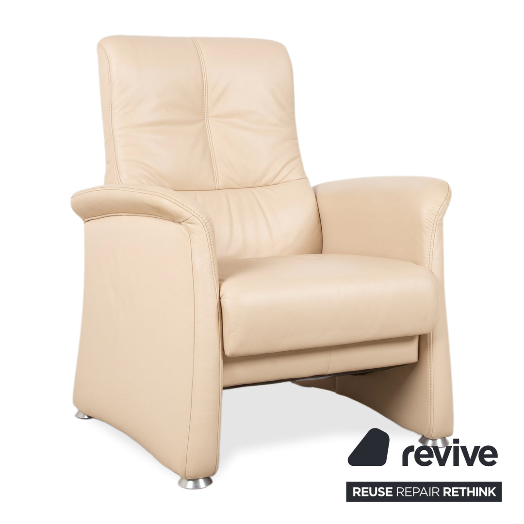 Himolla 6001 Garnitur Leder Dreisitzer Sessel Beige Creme Sofa Couch manuelle Funktion