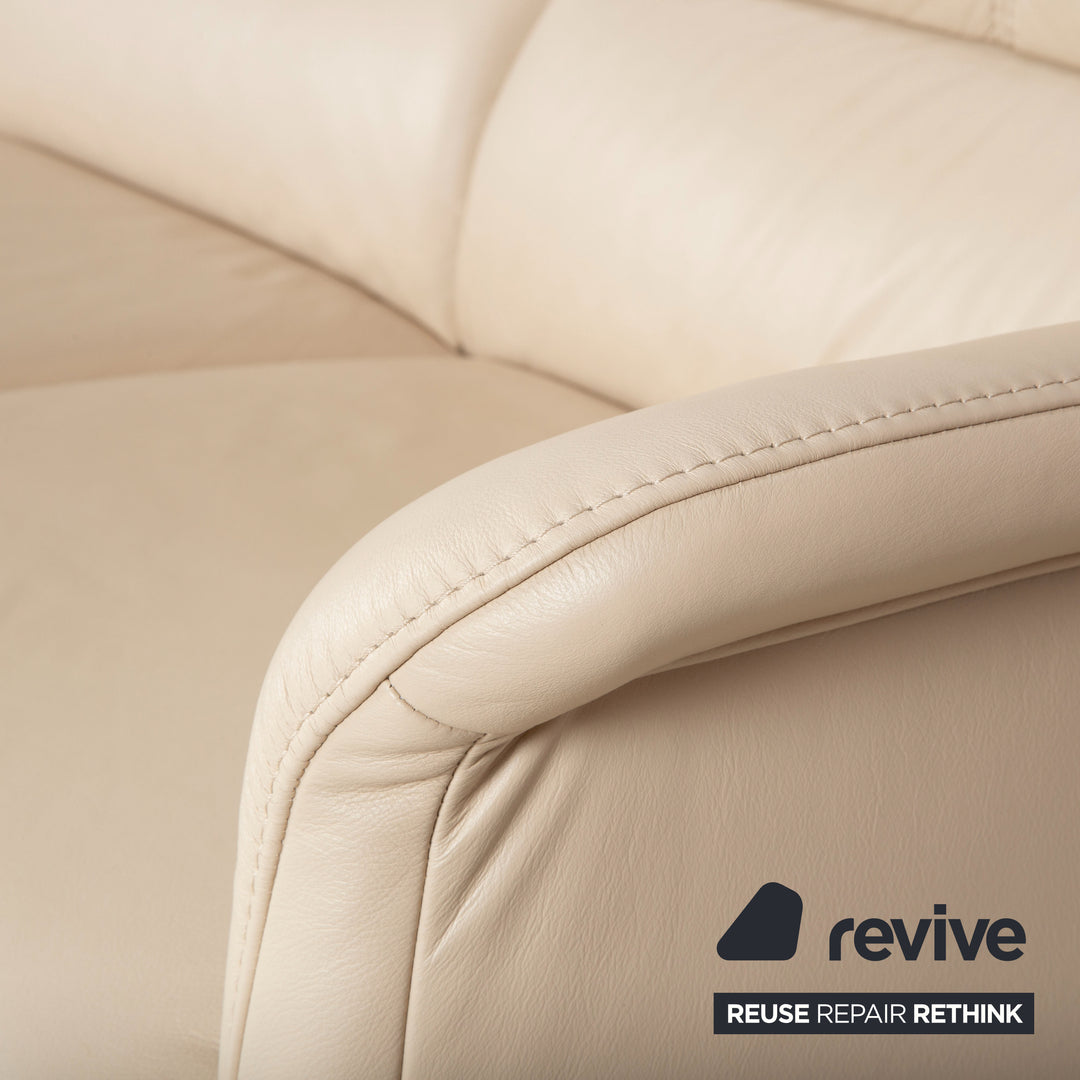 Himolla 6001 Garnitur Leder Dreisitzer Sessel Beige Creme Sofa Couch manuelle Funktion