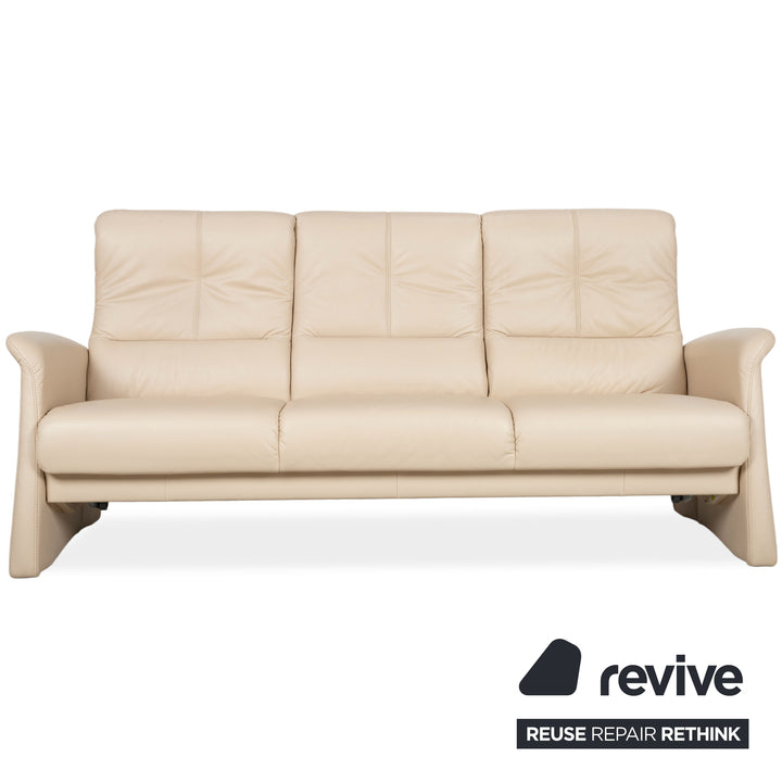 Himolla 6001 Garnitur Leder Dreisitzer Sessel Beige Creme Sofa Couch manuelle Funktion