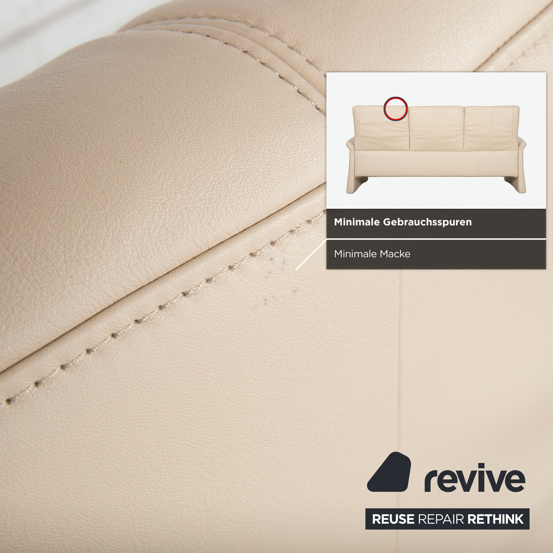 Himolla 6001 Garnitur Leder Dreisitzer Sessel Beige Creme Sofa Couch manuelle Funktion