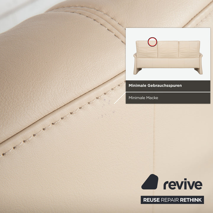 Himolla 6001 Suite Leather Three-seater Armchair Beige Cream Sofa Couch Manual Function
