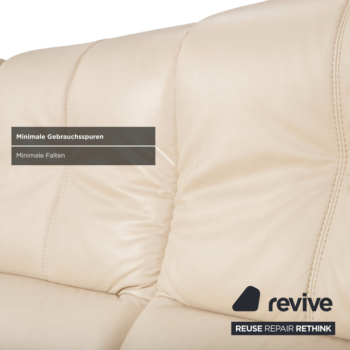 Himolla 6001 Garnitur Leder Dreisitzer Sessel Beige Creme Sofa Couch manuelle Funktion