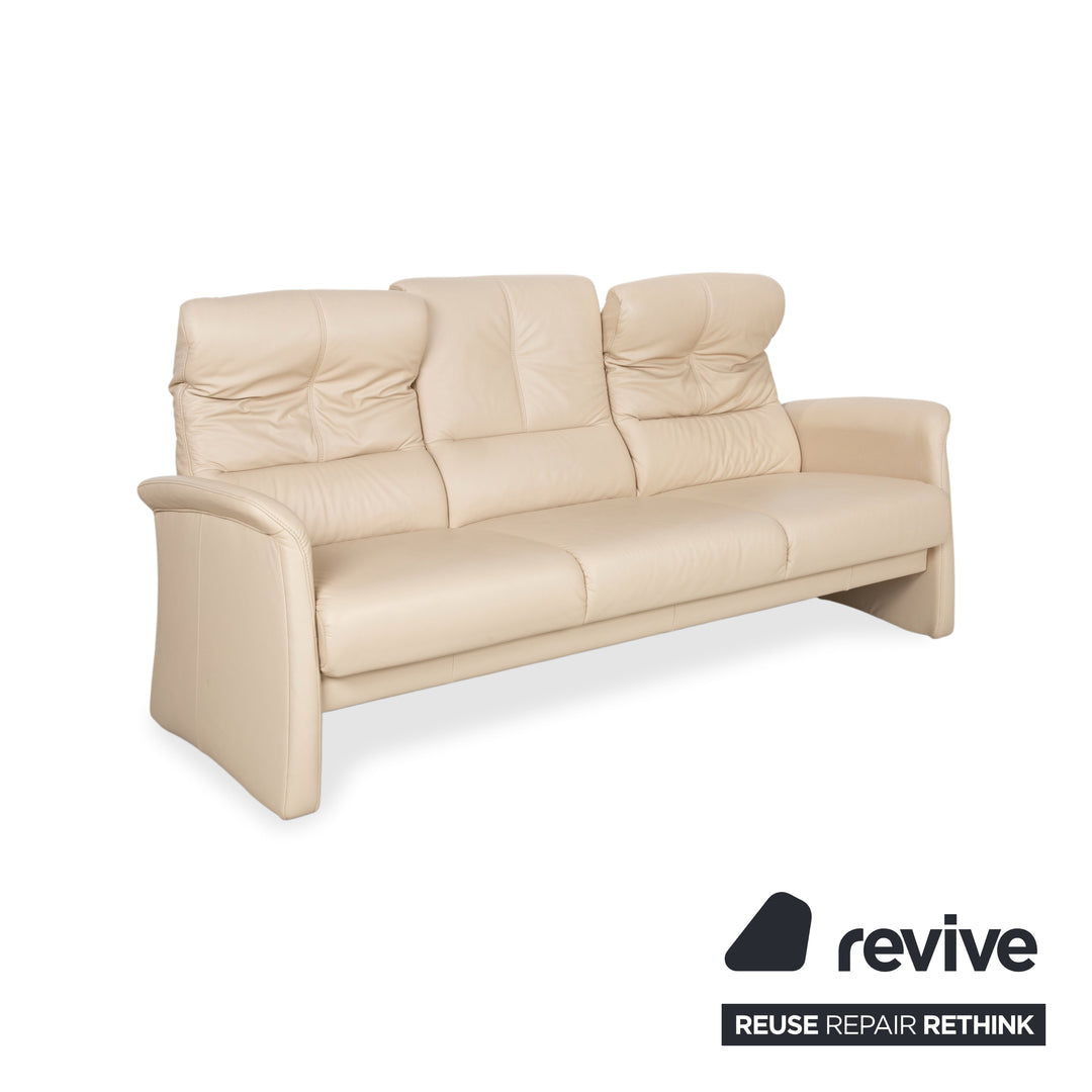 Himolla 6001 Garnitur Leder Dreisitzer Sessel Beige Creme Sofa Couch manuelle Funktion