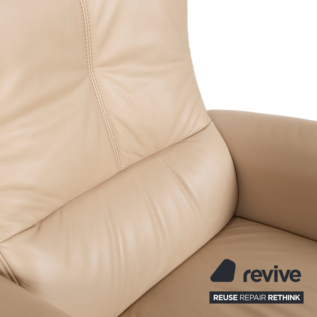 Himolla 6001 Garnitur Leder Dreisitzer Sessel Beige Creme Sofa Couch manuelle Funktion