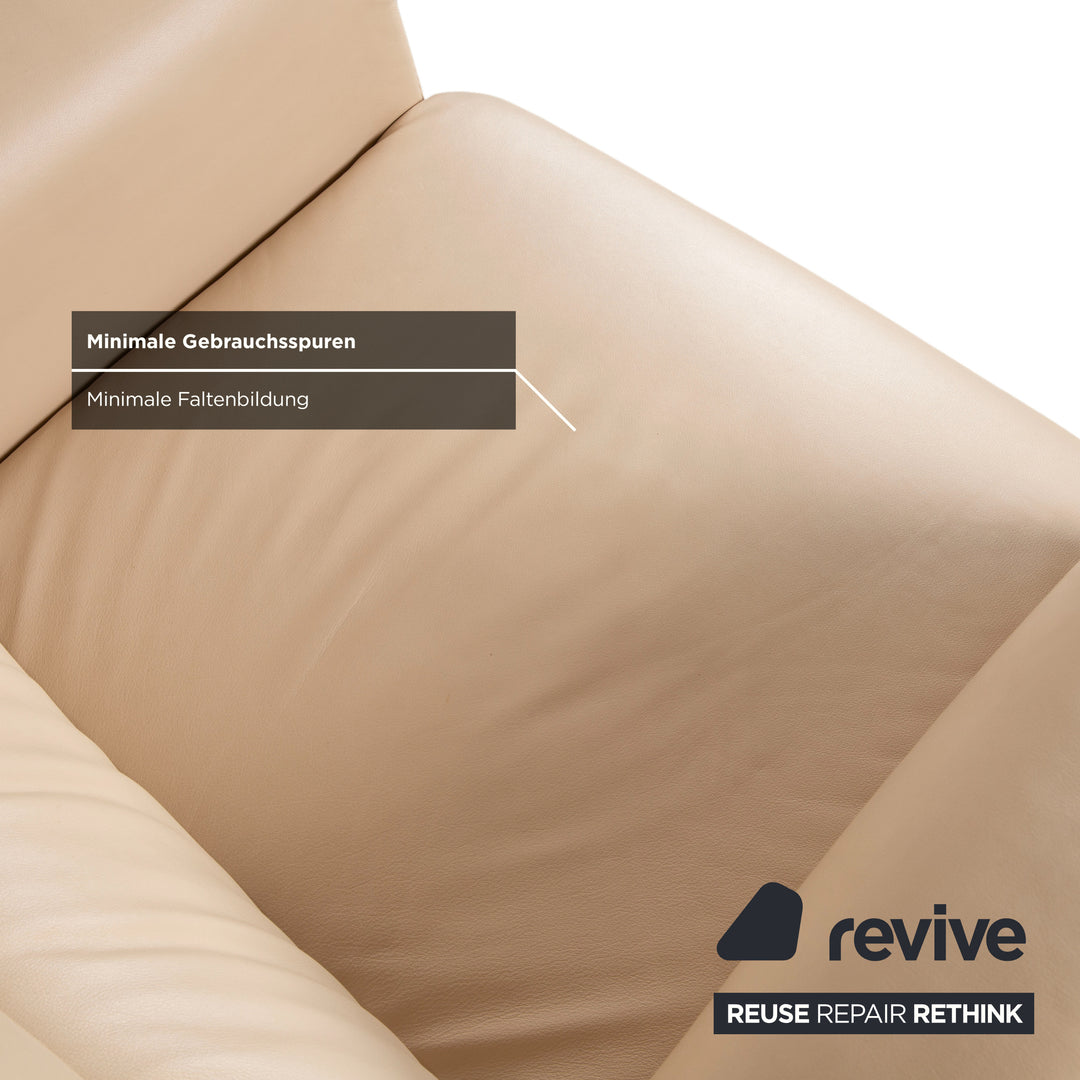 Himolla 6001 Garnitur Leder Dreisitzer Sessel Beige Creme Sofa Couch manuelle Funktion