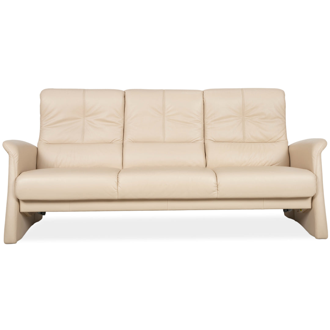 Himolla 6001 Leather Three-seater Beige Cream Sofa Couch Manual Function