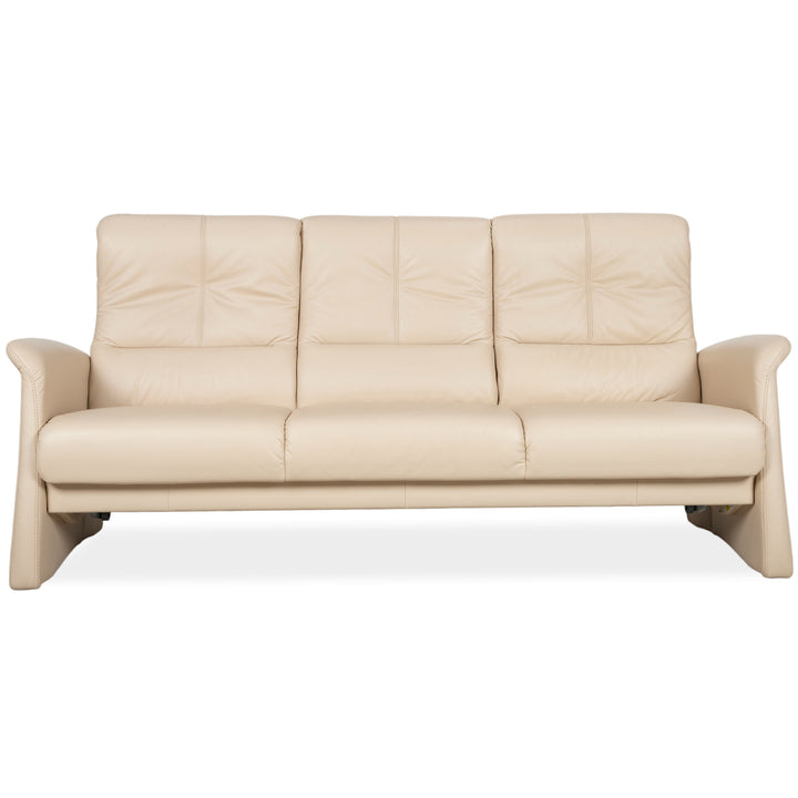 Himolla 6001 Leather Three-seater Beige Cream Sofa Couch Manual Function