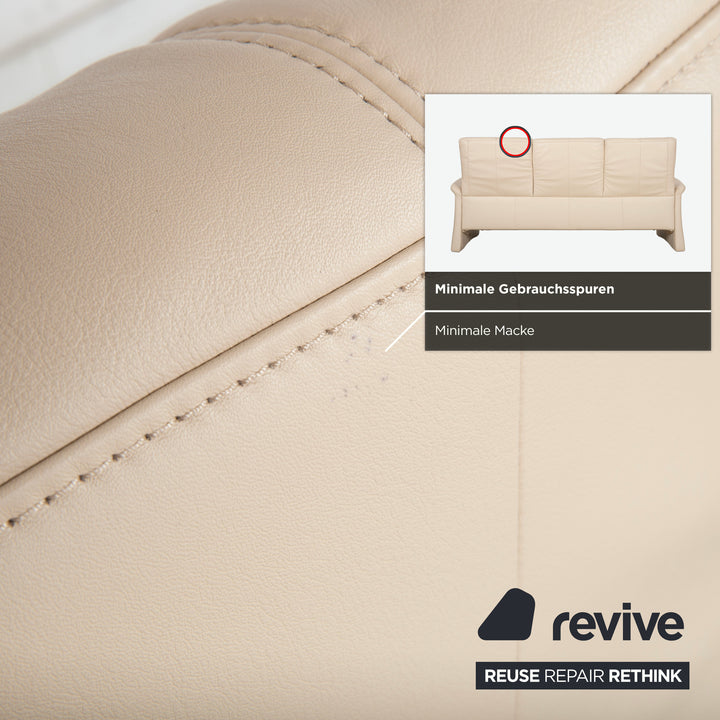 Himolla 6001 Leather Three-seater Beige Cream Sofa Couch Manual Function