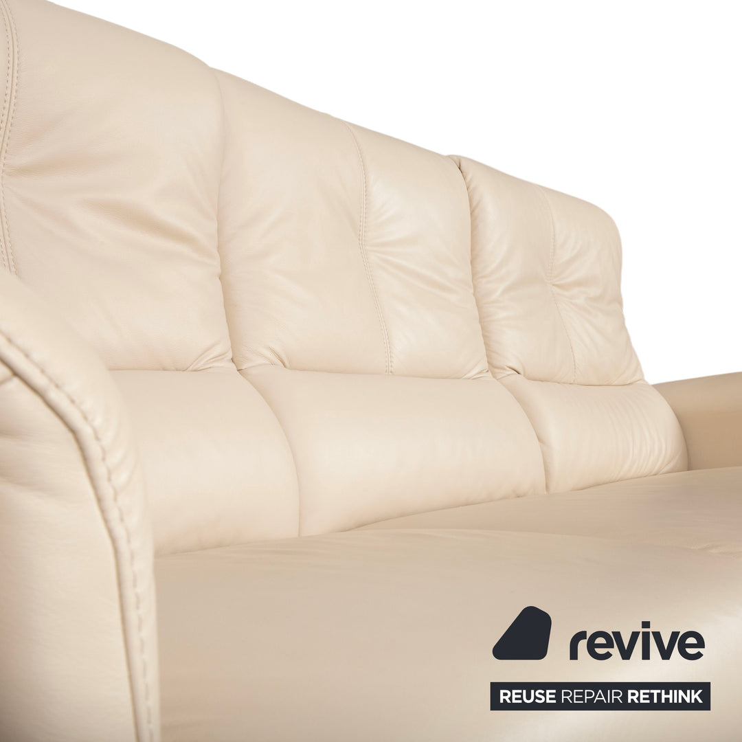 Himolla 6001 Leather Three-seater Beige Cream Sofa Couch Manual Function