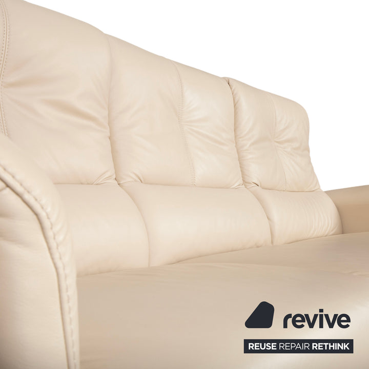 Himolla 6001 Leather Three-seater Beige Cream Sofa Couch Manual Function