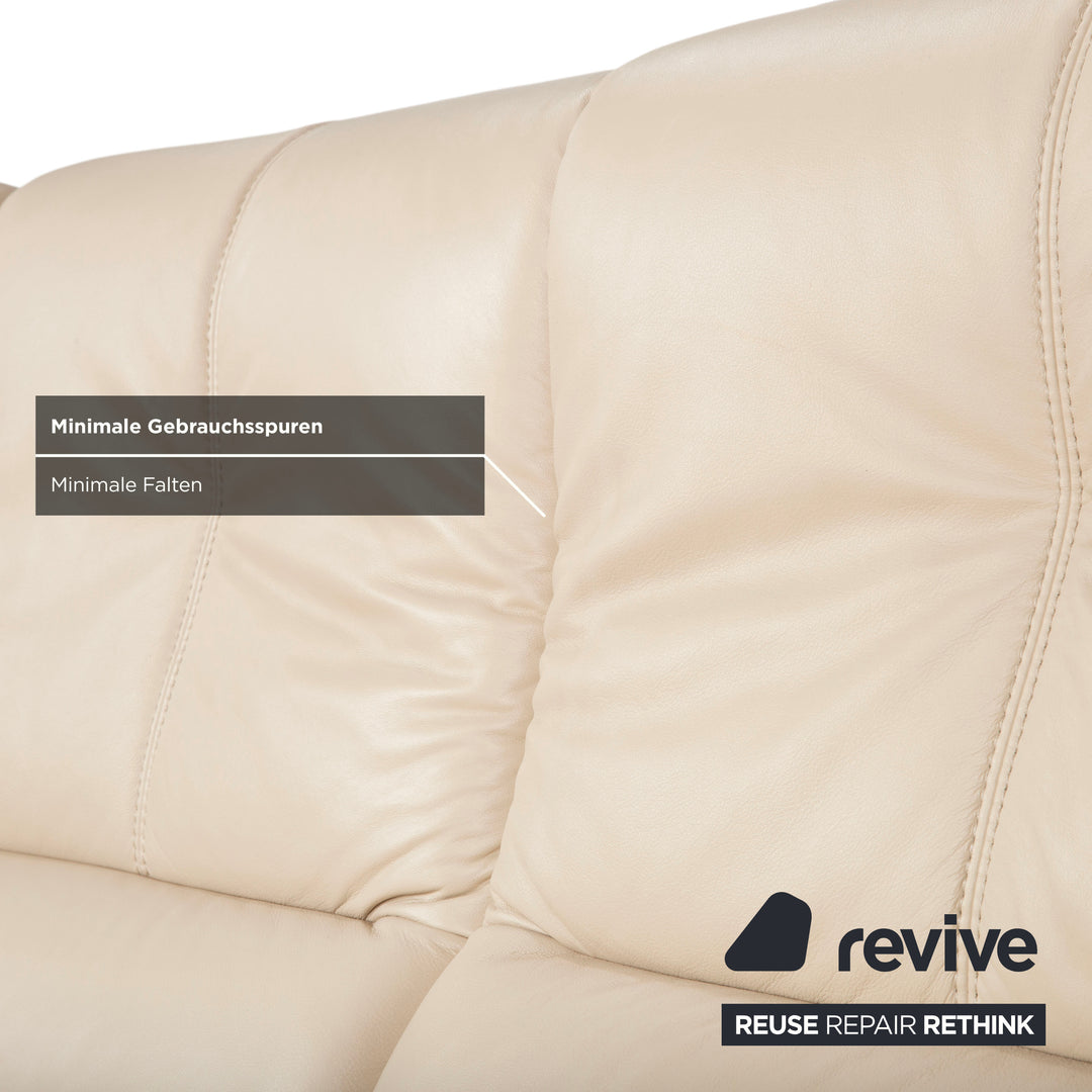Himolla 6001 Leder Dreisitzer Beige Creme Sofa Couch manuelle Funktion