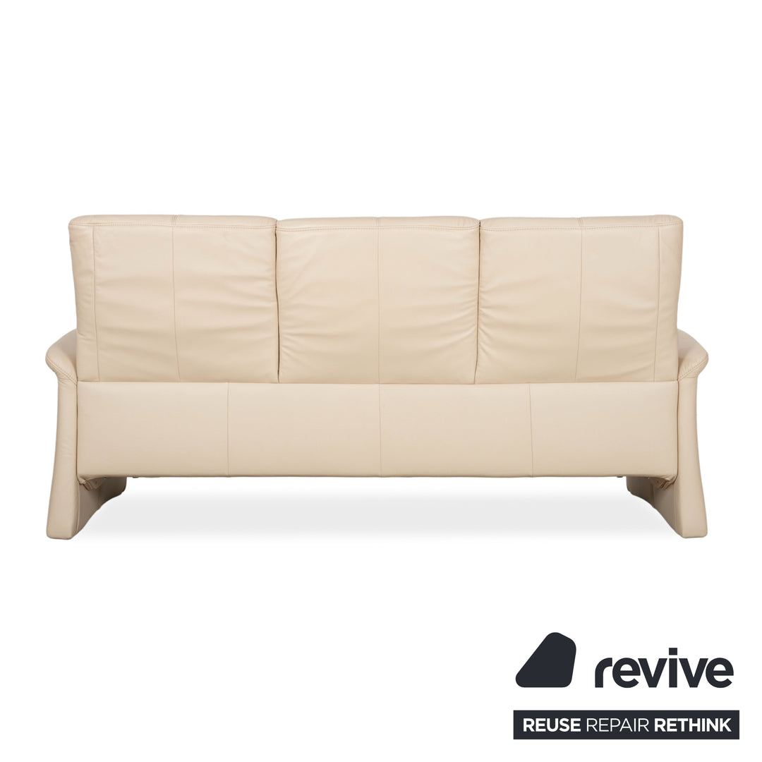 Himolla 6001 Leather Three-seater Beige Cream Sofa Couch Manual Function