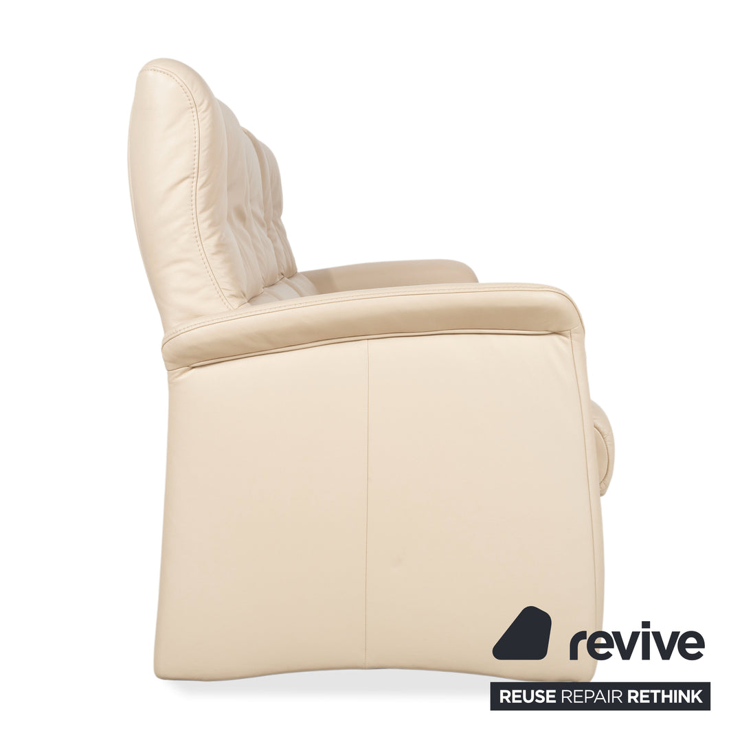 Himolla 6001 Leather Three-seater Beige Cream Sofa Couch Manual Function