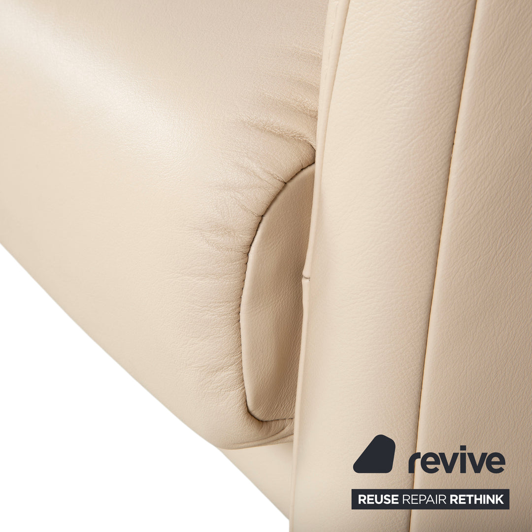 Himolla 6001 Leder Dreisitzer Beige Creme Sofa Couch manuelle Funktion