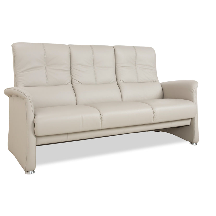 Himolla 6001 Leather Three-Seater Grey Manual Function Sofa Couch