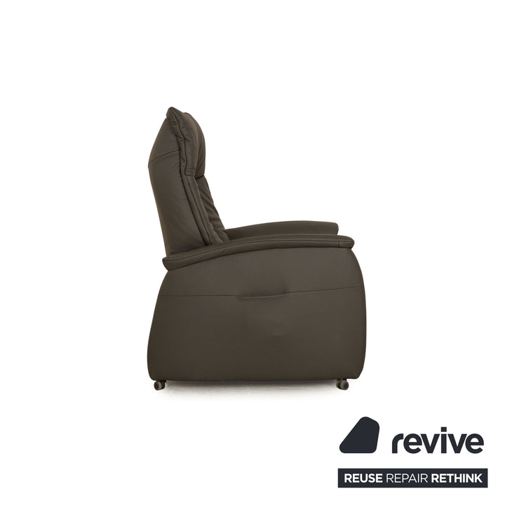 Himolla 7068 Vario Perfect Fauteuil Cuir Gris Taupe Fonction Électrique Batterie