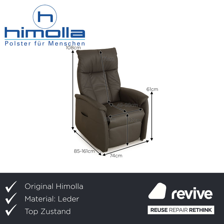 Himolla 7068 Vario Perfect Fauteuil Cuir Gris Taupe Fonction Électrique Batterie