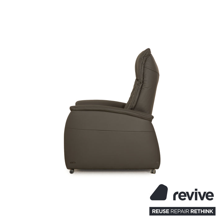 Himolla 7068 Vario Perfect Fauteuil Cuir Gris Taupe Fonction Électrique Batterie