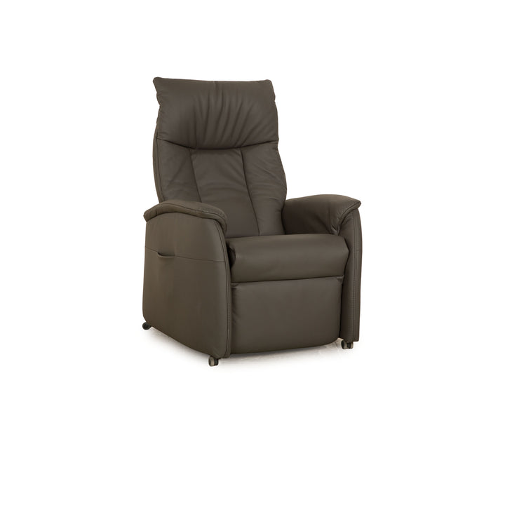 Himolla 7068 Vario Perfect Fauteuil Cuir Gris Taupe Fonction Électrique Batterie