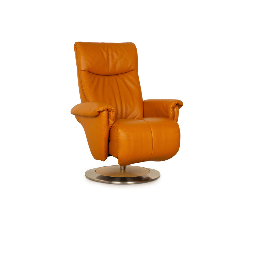 Himolla 7627 leather armchair manual function yellow gold