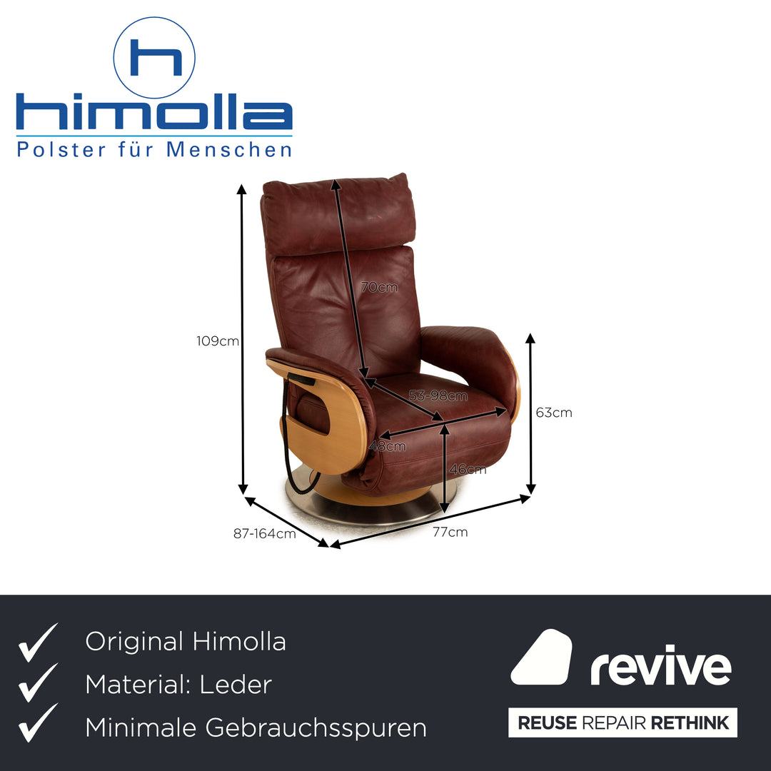 Himolla 7818 Leather Armchair Red Wine Red Electric Function Relaxation Function
