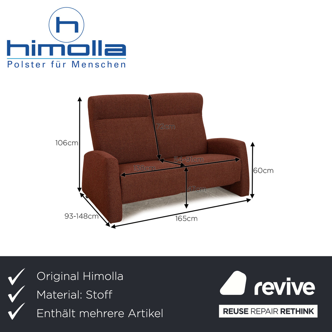 Himolla 9103 Stoff Sofa Garnitur Rot Zweisitzer Sessel manuelle Funktion
