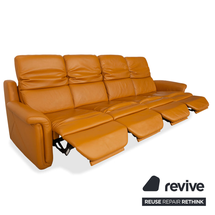 Himolla 9703 Leder Viersitzer Braun Orange Cognac Sofa Couch elektrische Funktion
