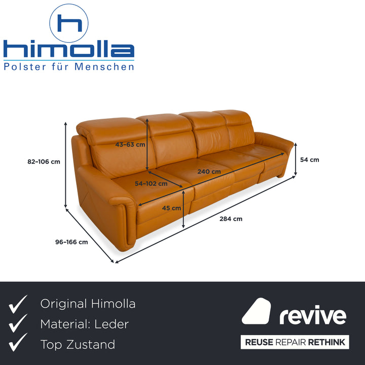 Himolla 9703 Leder Viersitzer Braun Orange Cognac Sofa Couch elektrische Funktion