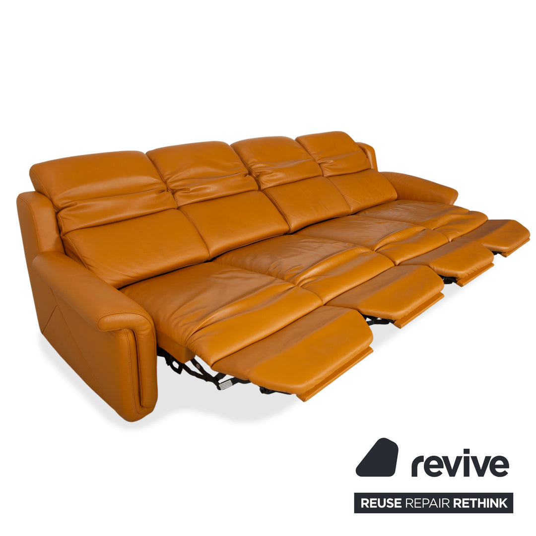 Himolla 9703 Leder Viersitzer Braun Orange Cognac Sofa Couch elektrische Funktion