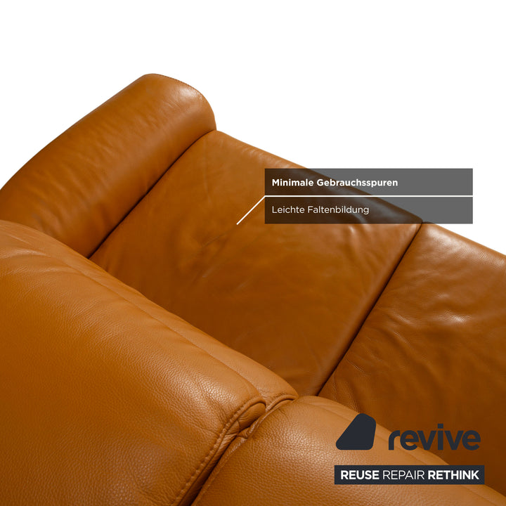 Himolla 9703 Leder Viersitzer Braun Orange Cognac Sofa Couch elektrische Funktion