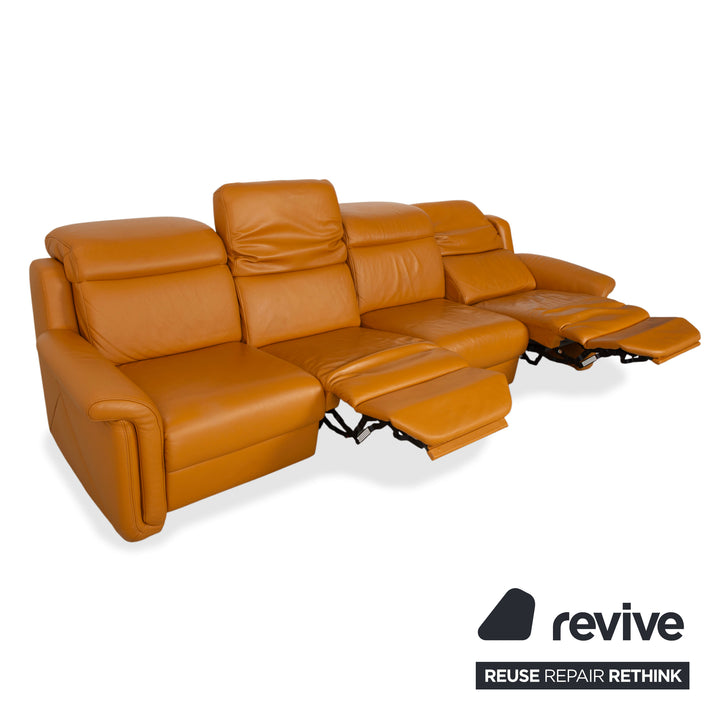 Himolla 9703 Leder Viersitzer Braun Orange Cognac Sofa Couch elektrische Funktion