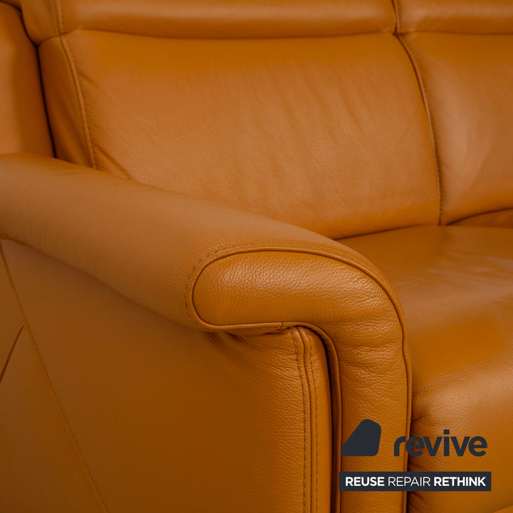 Himolla 9703 Leder Viersitzer Braun Orange Cognac Sofa Couch elektrische Funktion