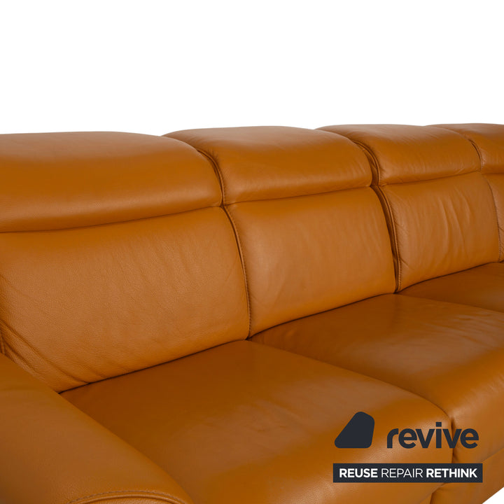 Himolla 9703 Leder Viersitzer Braun Orange Cognac Sofa Couch elektrische Funktion