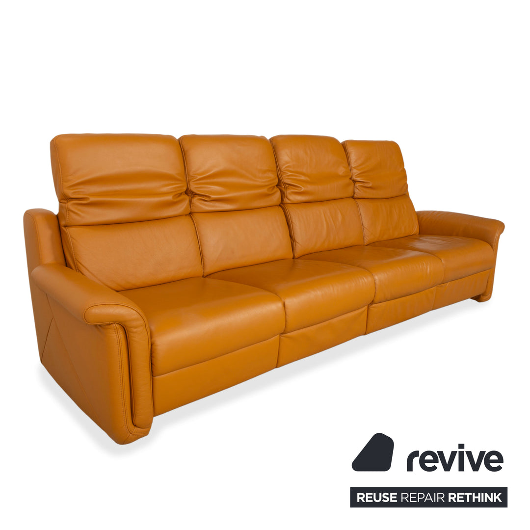 Himolla 9703 Leder Viersitzer Braun Orange Cognac Sofa Couch elektrische Funktion